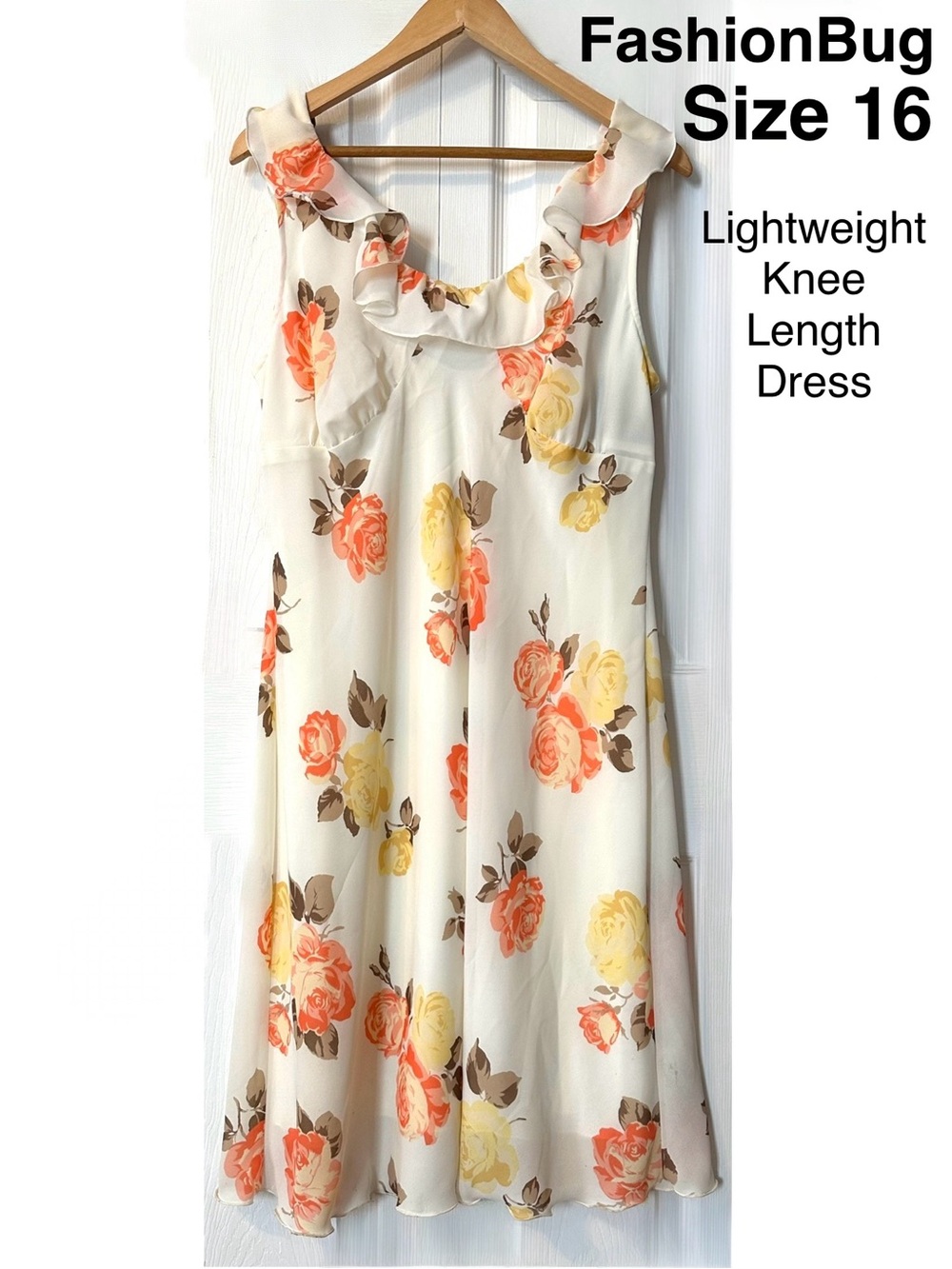 Elegant Dress Floral Ruffled Knee Length